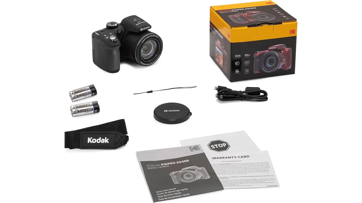 KODAK PIXPRO AZ405-BK camera back view showing the LCD screen