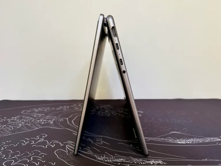 Close-up of the Lenovo Yoga 7 14 Gen 9 keyboard and display