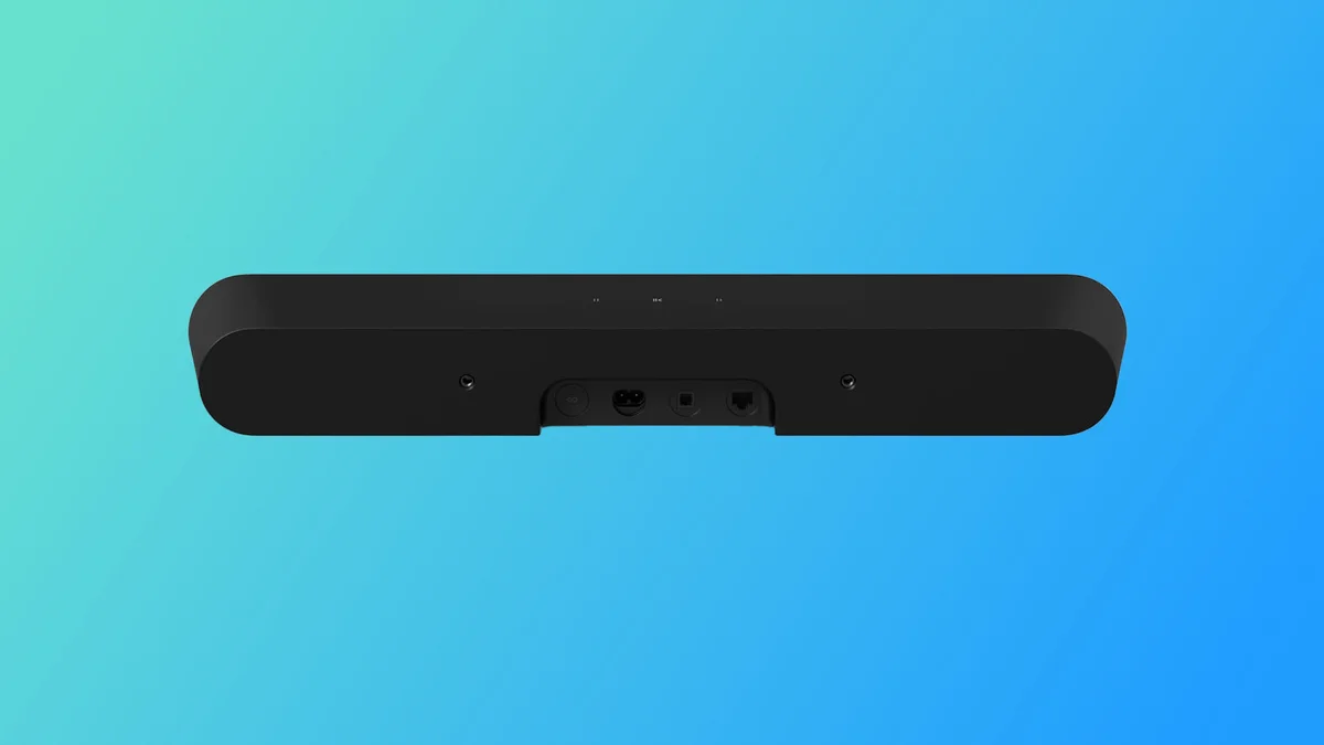 Sonos Ray Soundbar placed on a shelf