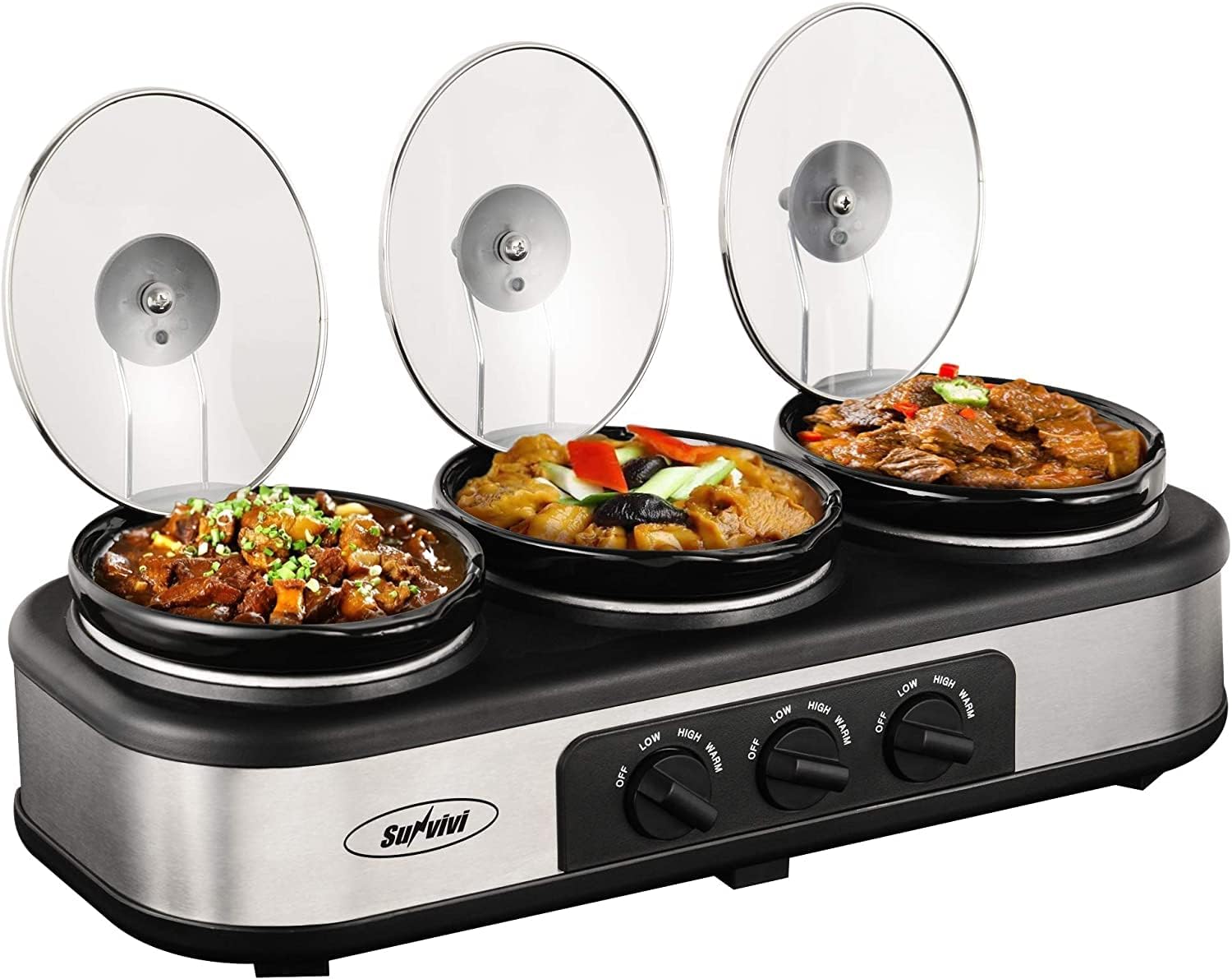 Sunvivi Triple Slow Cooker Buffet Server (3x1.5 Qt)