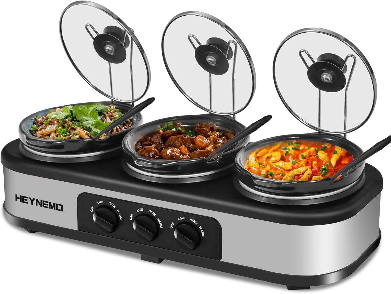 Generic Triple Slow Cooker Buffet Server (3x1.5 Qt, Silver)